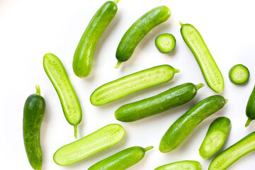 Fresh green organic mini baby bucumbers