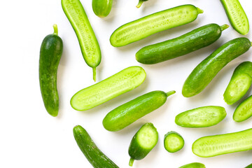 Fresh green organic mini baby bucumbers