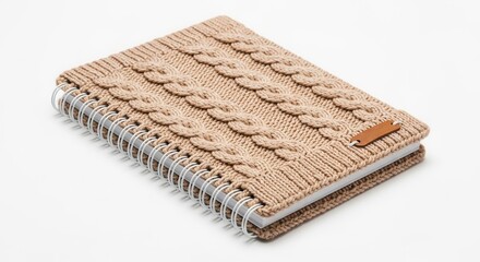 Notebook with a cover designed to imitate a knitted sweater on white background