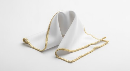 Eyeglass cleaner folded like a snow-white cloth with a golden border