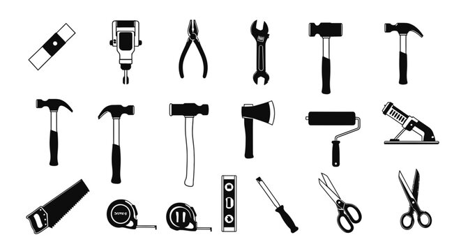 Assortment of hand tools vector illustration for diy and construction