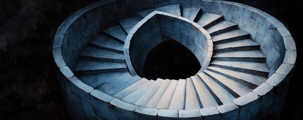 An artistic spiral staircase capturing elegant curves and shadows, showcasing modern architecture and design inspiration.