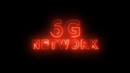 6g network animation with neon cityscape and hightech connectivity, 6G smart technology cellular network animation with neon effect sign board clipboard poster sign symbol on black background ... - Powered by Adobe