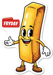 Crispy golden french fries illustration