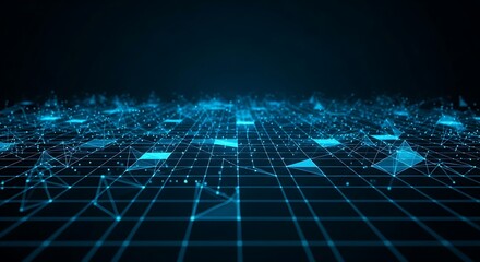 Stunning blue digital network landscape, perfect for modern tech presentations or futuristic designs, showing innovation and connectivity, great for backgrounds