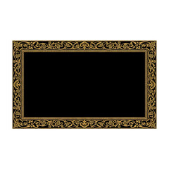 Ornate antique golden frame with intricate floral patterns on a black background