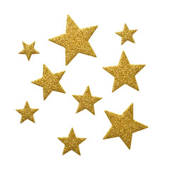 Scattered golden glitter stars on a dark black background abstract festive celebration design element