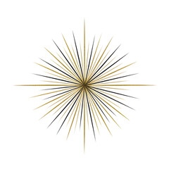 Golden starburst radiating light and energy against a deep black background