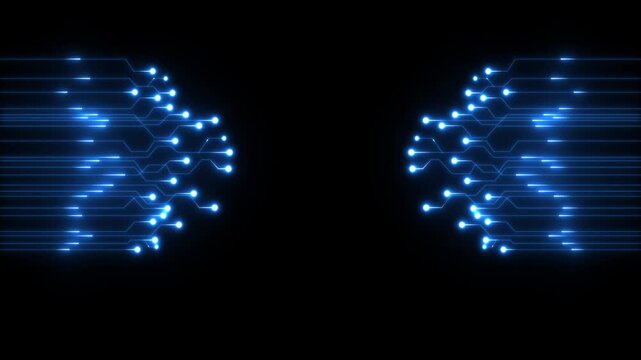 circuito, hi tech, sfondo, internet, comunicazione. neon line background. 4k