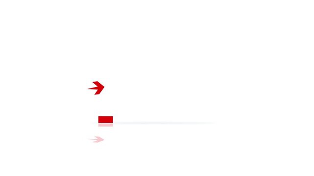 Red color up and down business graph chart with growing business concept. Bar chart animation with decreasing trend perfect for financial downturn.