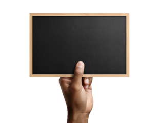 Hand Holding A Black Chalkboard Perfect For Branding Design Presentation And Mockup Concepts