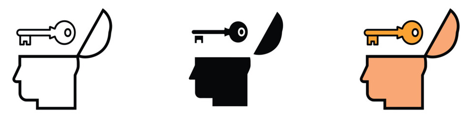 Open mind icon vector. key opening new ideas and insights symbol. vector illustration.