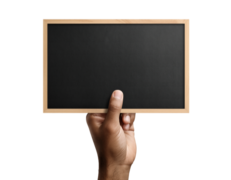 Hand Holding A Black Chalkboard Perfect For Branding Design Presentation And Mockup Concepts