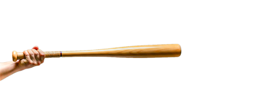 Left Hand Holding A Baseball Bat In Flat Position Realistic Sports Object On White Background