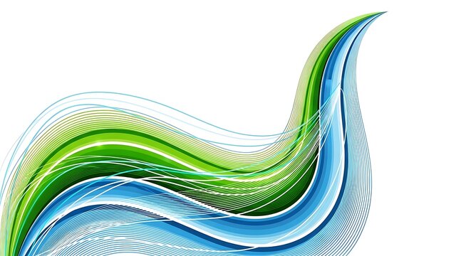 Modern abstract wave background with vibrant green and blue lines flowing gracefully, perfect for adding a dynamic touch to your designs and presentations