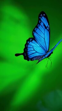 Green Screen morpho menelaus blue butterfly flying on a background beautiful 3d animation with passes of shadow and global illumination 4k scene 1 distortion, overlay, glitch, static noise, scan lines