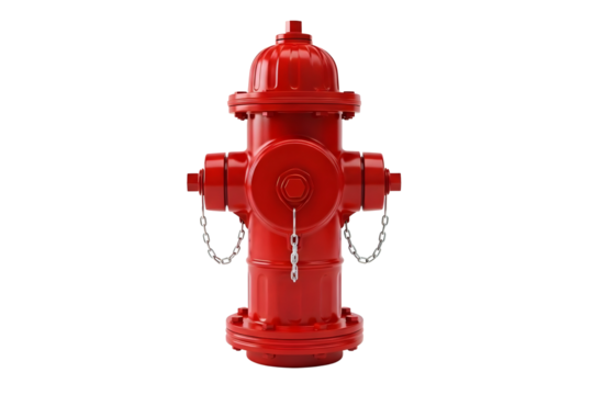 Bright red fire hydrant isolated on transparent background