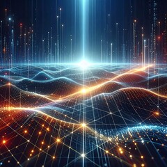 Futuristic Data Network Visualization with Glowing Lines and Connections.