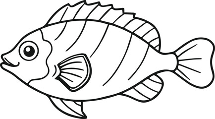 stonefish outline vector illustration line art