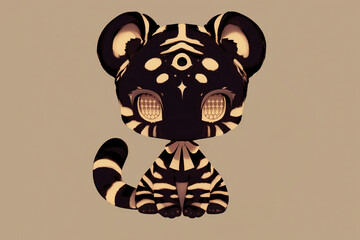 Cute Kawaii Luxurious Gold Gothic Kitty Cat Vector Style Illustration