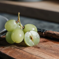 green apple on a wooden table