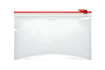 Empty transparent plastic zipper bag isolated on transparent background