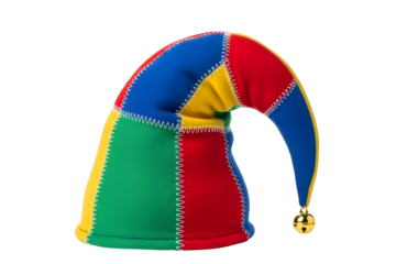 Colorful jester hat isolated on transparent background