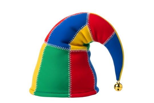 Colorful jester hat isolated on transparent background
