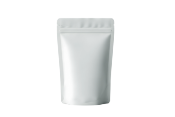 Blank white stand up pouch isolated on transparent background