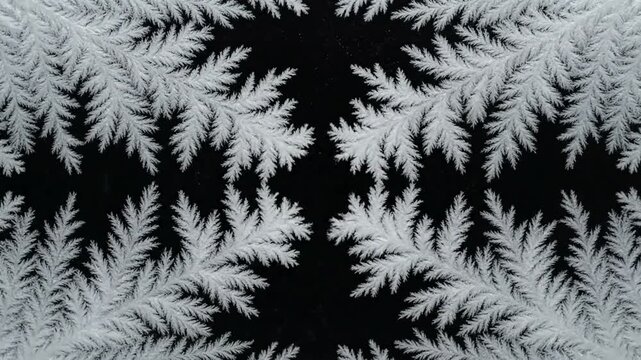 Winter Overlay Effect with beautiful window freezing animation from borders to center timelapse frost forming transition natural crystal icing isolated on black background and white luminance matte