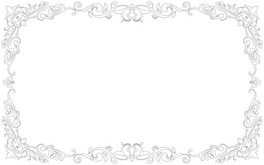 格式高いイメージの装飾枠。アールヌーボースタイル。手描き。横長。