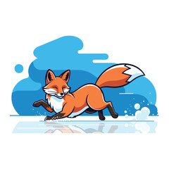 A cartoon fox running with a determined expression.