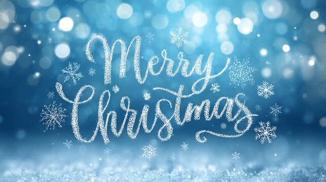 Merry christmas background with snowflakes and bokeh lights for holiday season design - Powered by Adobe