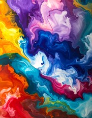 Vibrant abstract swirls and flows of liquid color blend together