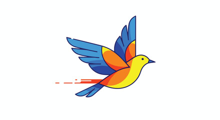 Colorful Bird Flying Gracefully with Wings Spread Wide.