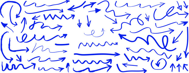 Hand drawn blue underlines crayon elements vector bundle set. highlighting text, notes, and educational or artistic designs.