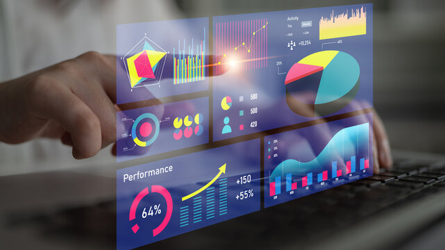 Engaging digital display featuring colorful charts and graphs for comprehensive data analysis. Ideal for business insights and performance tracking activities. Impute - Powered by Adobe