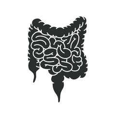 Intestine organ logo flat design, intestines icon, simple hand drawn organ vector illustration, flat design element. Illustration design for, logo, symbol, icon, and emblem.