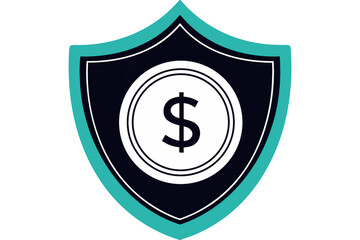Shield with dollar sign inside isolated on transparent background, financial security
