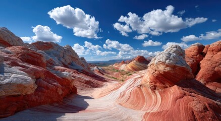 a stunning view of the wave in arizona, usa, with its unique red and white rock formations, captured during the golden hour.