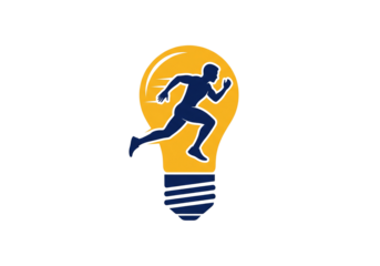 Running Lightbulb Idea Logo