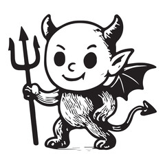 Cute Little Devil Halloween Vector Character