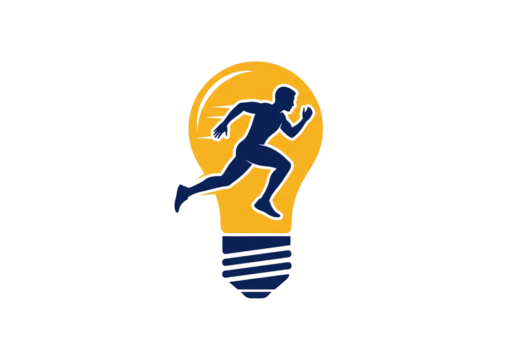 Running Lightbulb Idea Logo