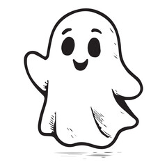 Cute Ghost Halloween Vector Character