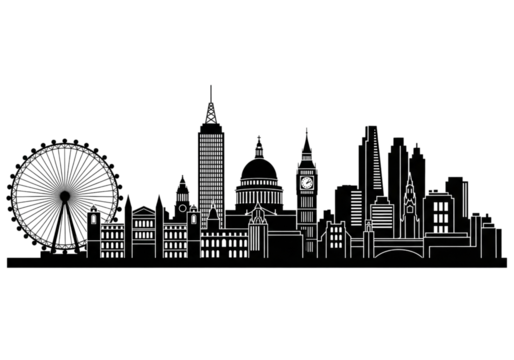Skyline Black Silhouette - Powered by Adobe