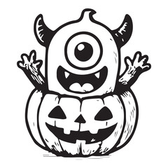 Cute One-Eyed Monster Halloween Vector