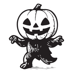 Cute Jack O Lantern Pumpkin Head Vector
