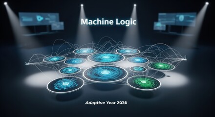 Machine Logic: Connected AI Nodes and Data Visualization