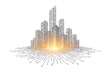 Smart City Circuit Skyline Illustration