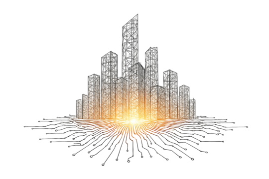 Smart City Circuit Skyline Illustration